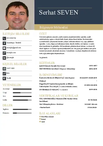 Bilgisayar Mühendisi CV Örnekleri cv indir